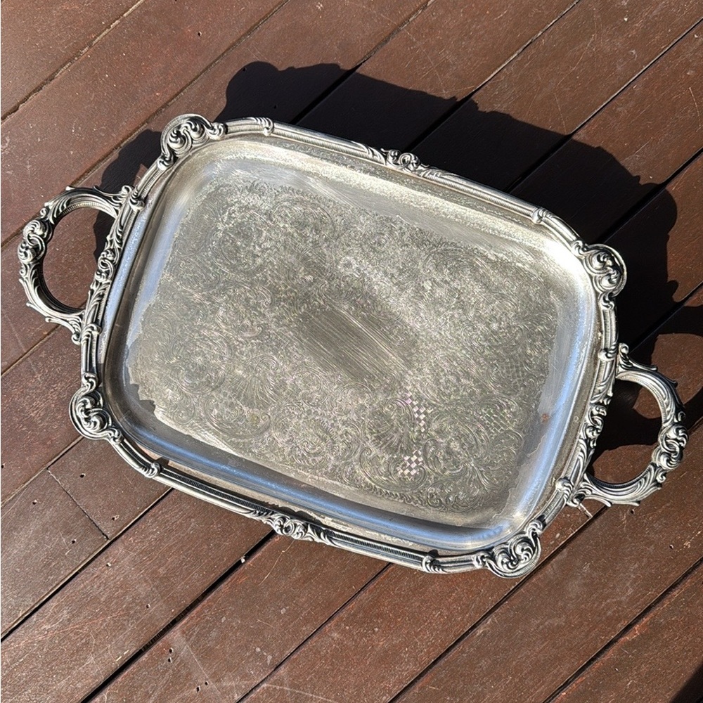 Vintage | Elegant Silver Plated Serving Tray with Handles